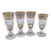 4 verres de bistrot anciens sur pied- Verre épais, bullé - Epoque 1900 - 12