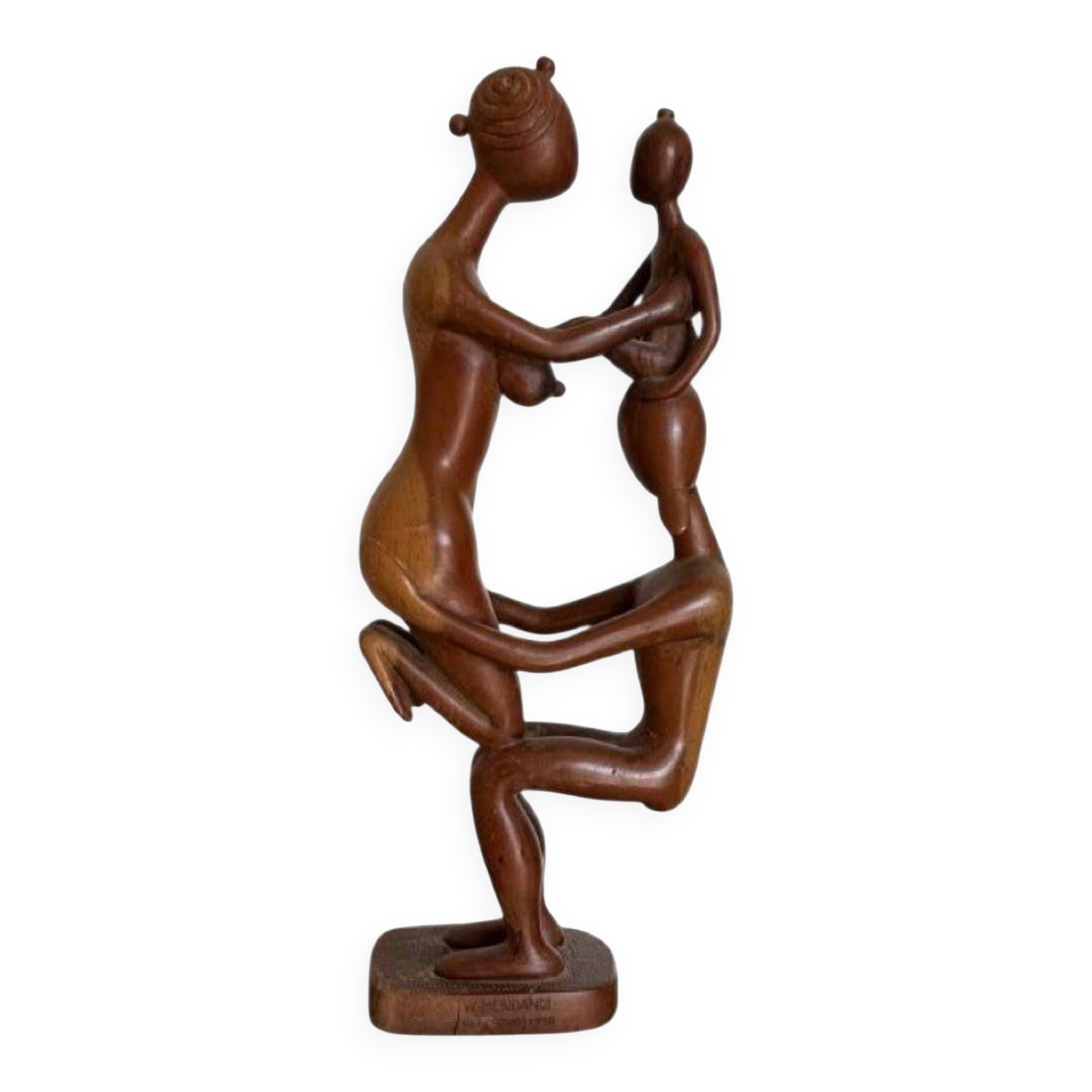Original sculpture W. Mebdandi - The Family - solid mahogany wood, Tc