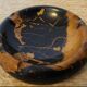 Vintage round ashtray in Italian black and gold Portoro marble.