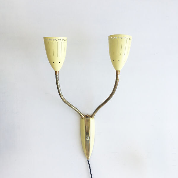 Danish yellow wall lamps from the 1950s
