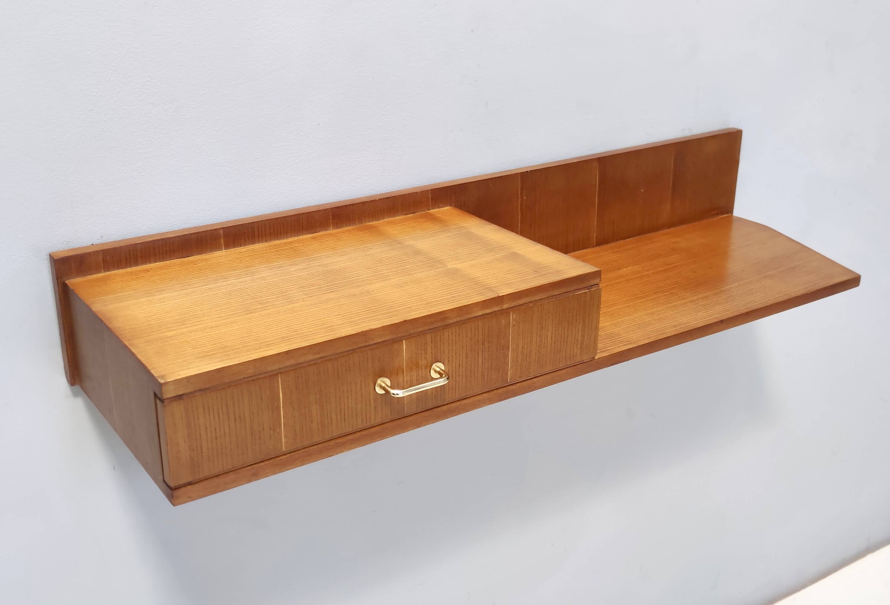 Beech and Durmast Wall-Mounted Console Table, Italy