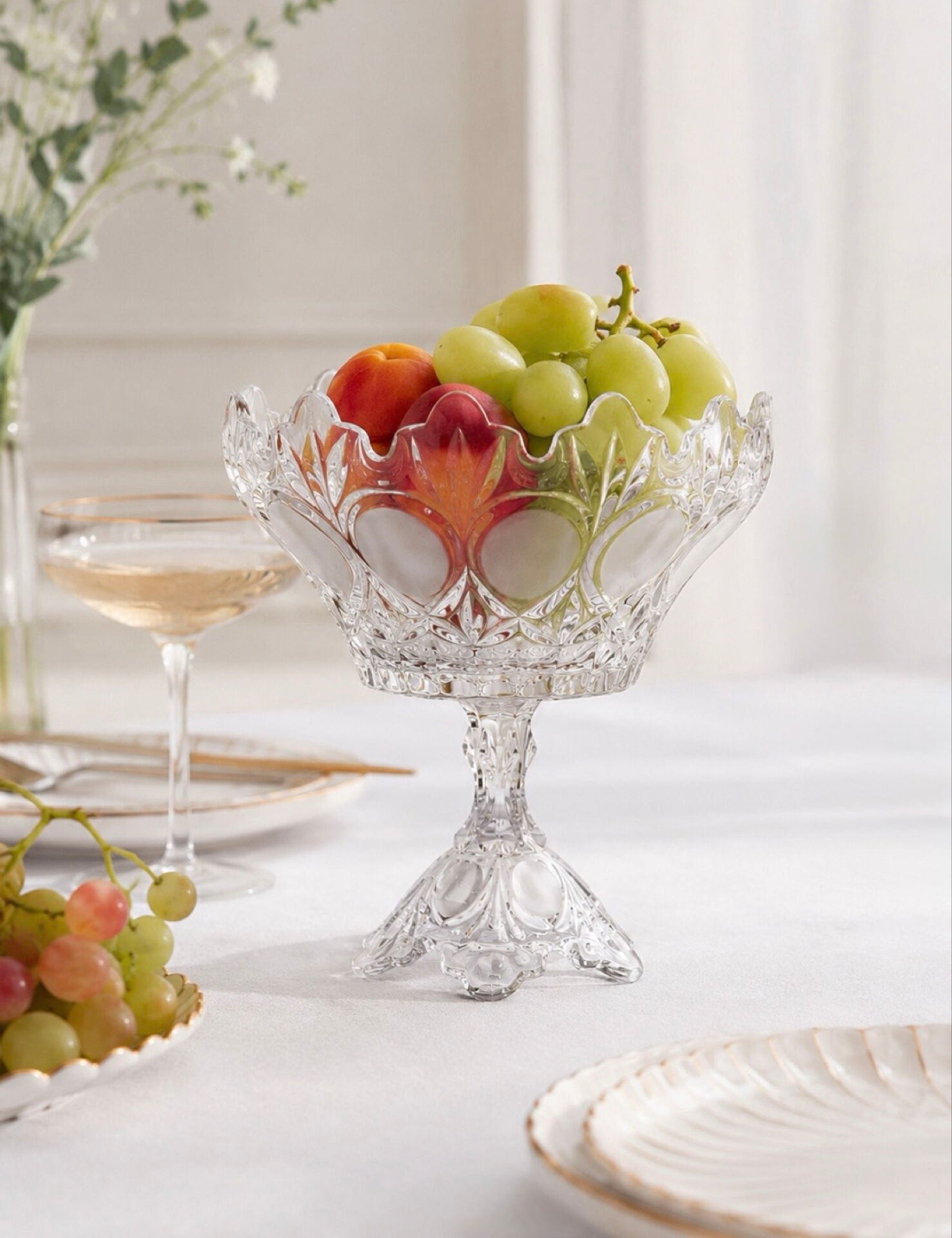 Large Bohemian crystal fruit bowl - 1950s