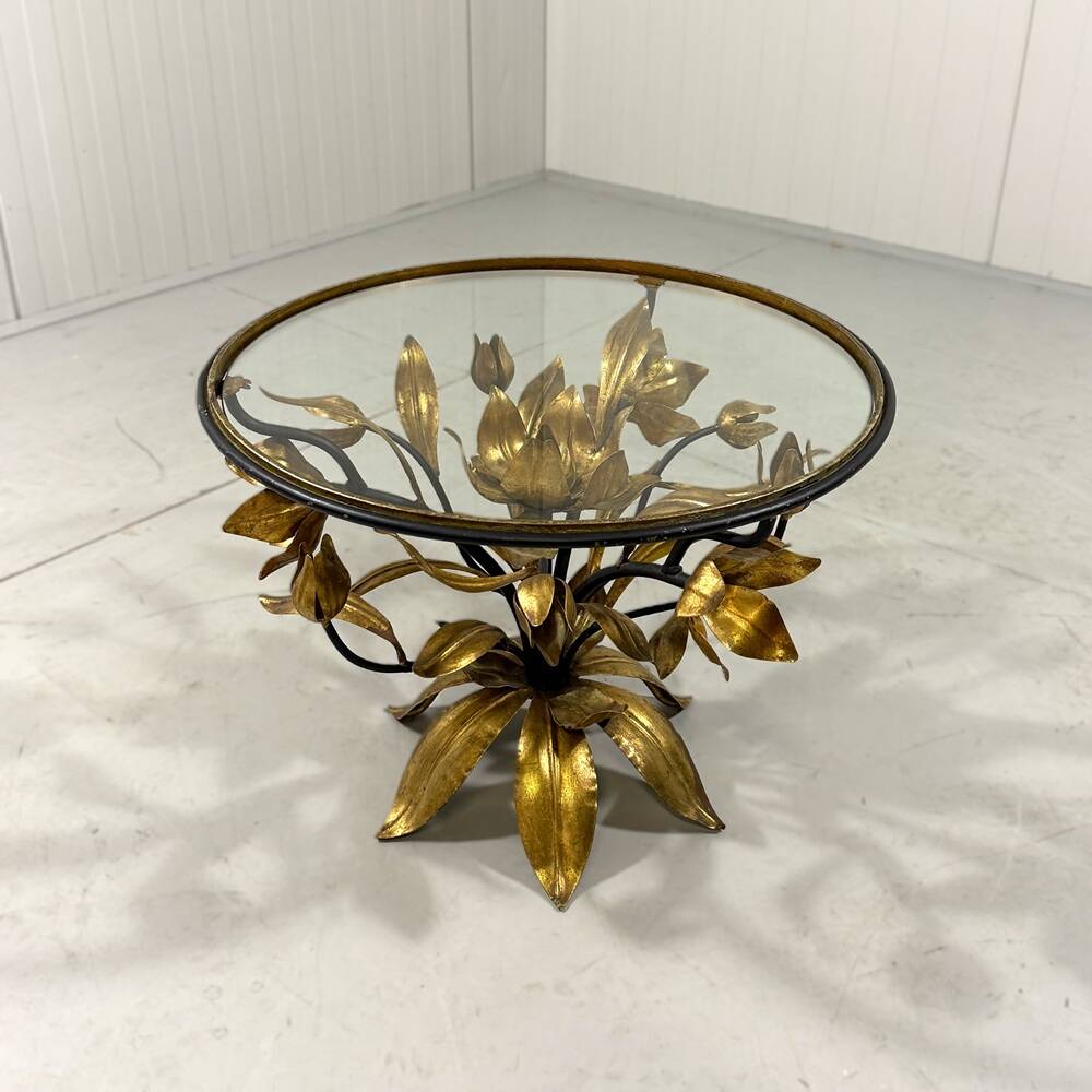 Hans Kögl gilded metal and glass coffee / side table