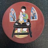 Ceramic plate, terracotta, glazed. Elie Brachant