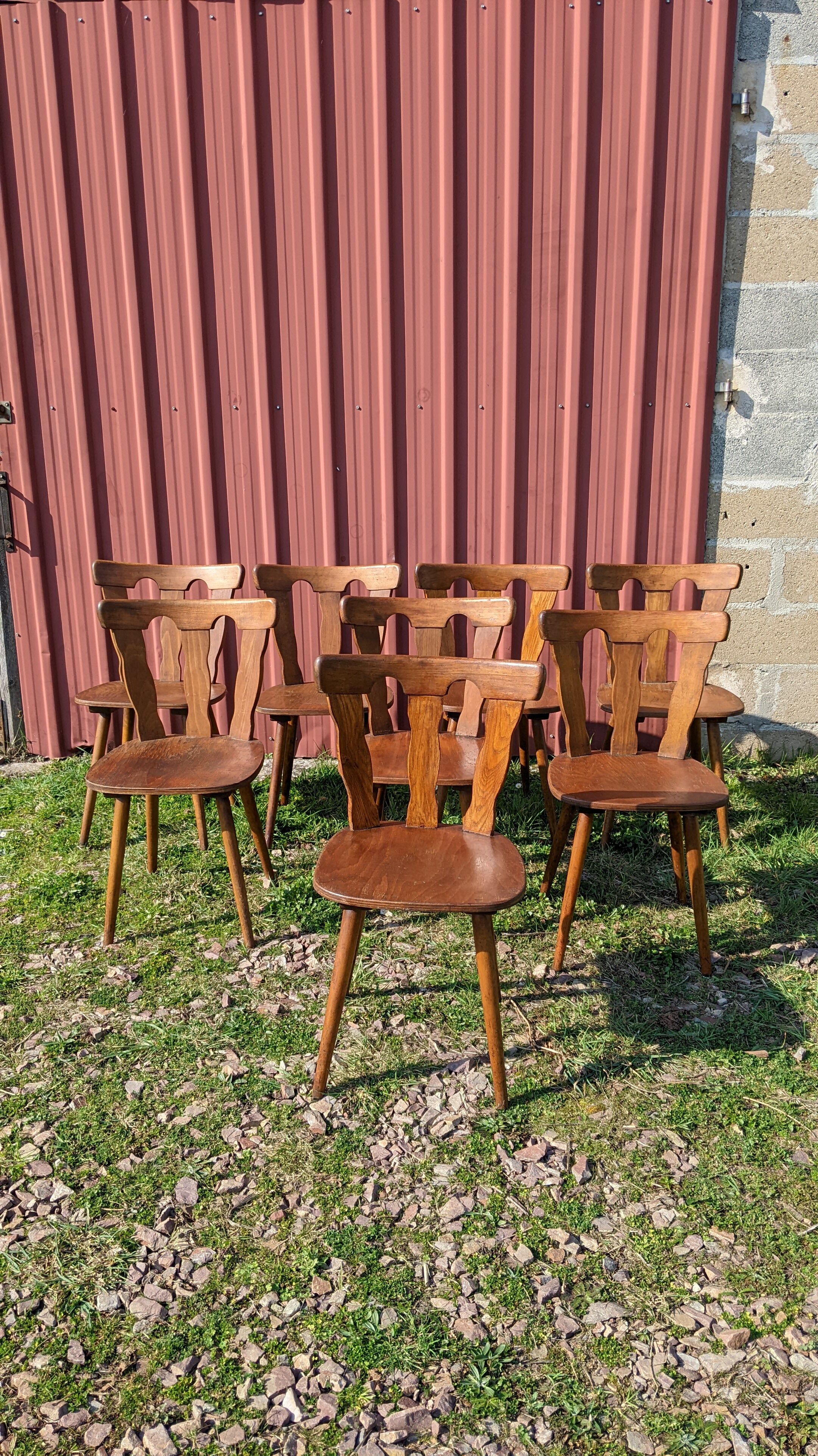 Série de 8 chaises de bistrot manufacture macorest kingersheim circa 1950