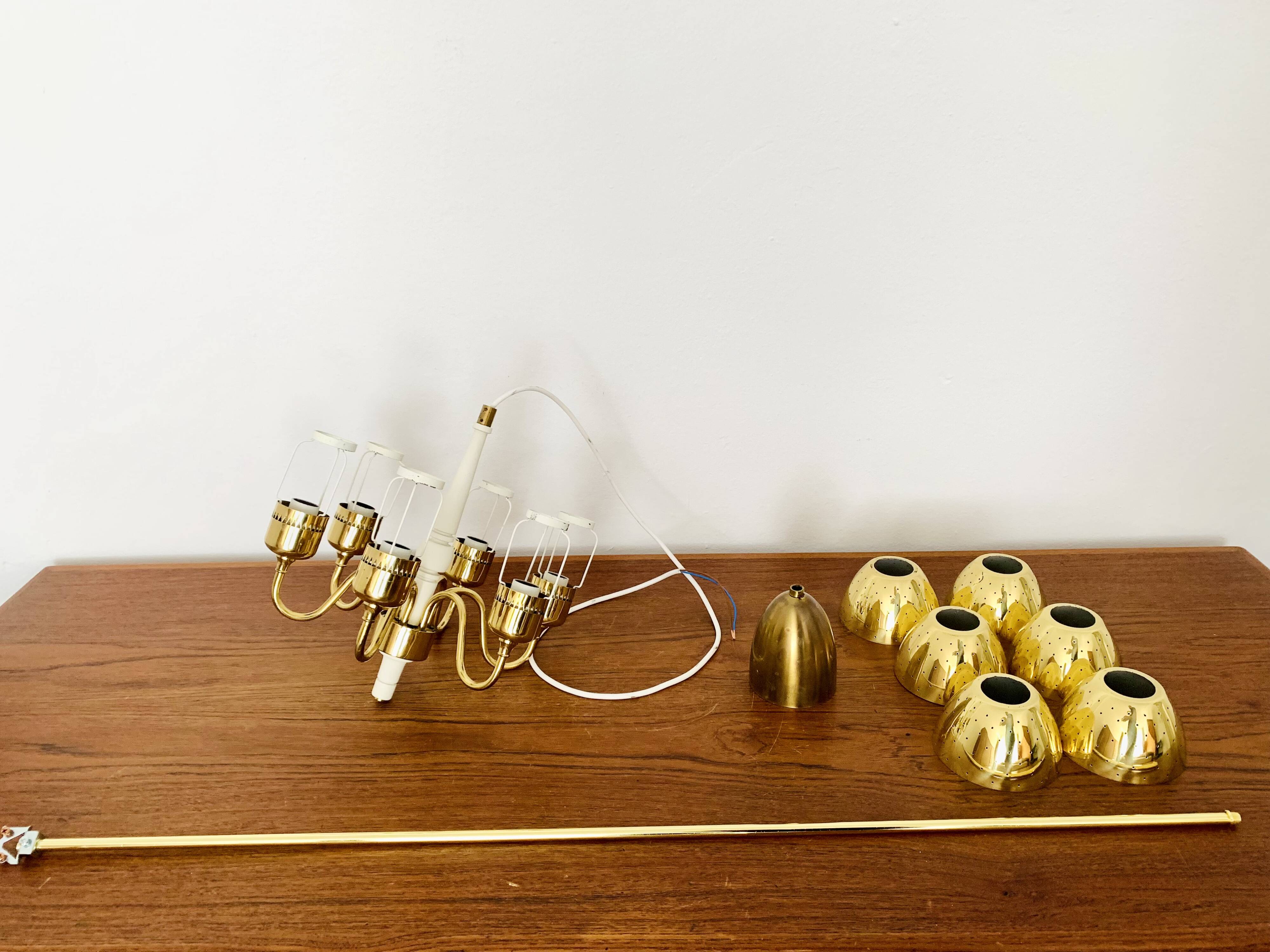 Chandelier en laiton par Hans Agne Jakobsson