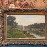 Old landscape painting signed