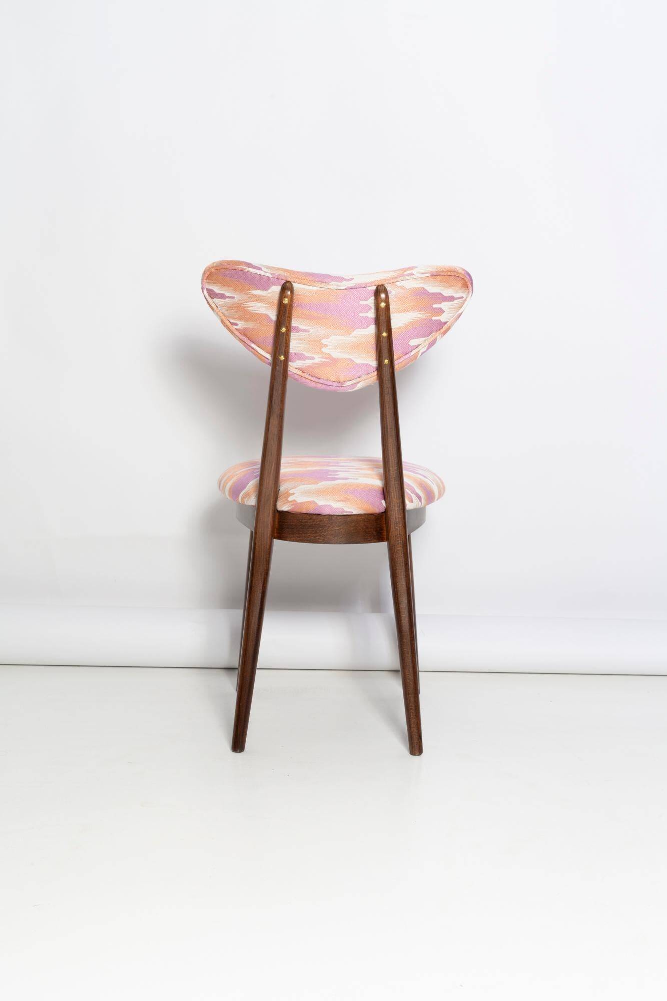 Heart-shaped chair mid-century in Fandango pink jacquard, Dedar, Europe, 1960s