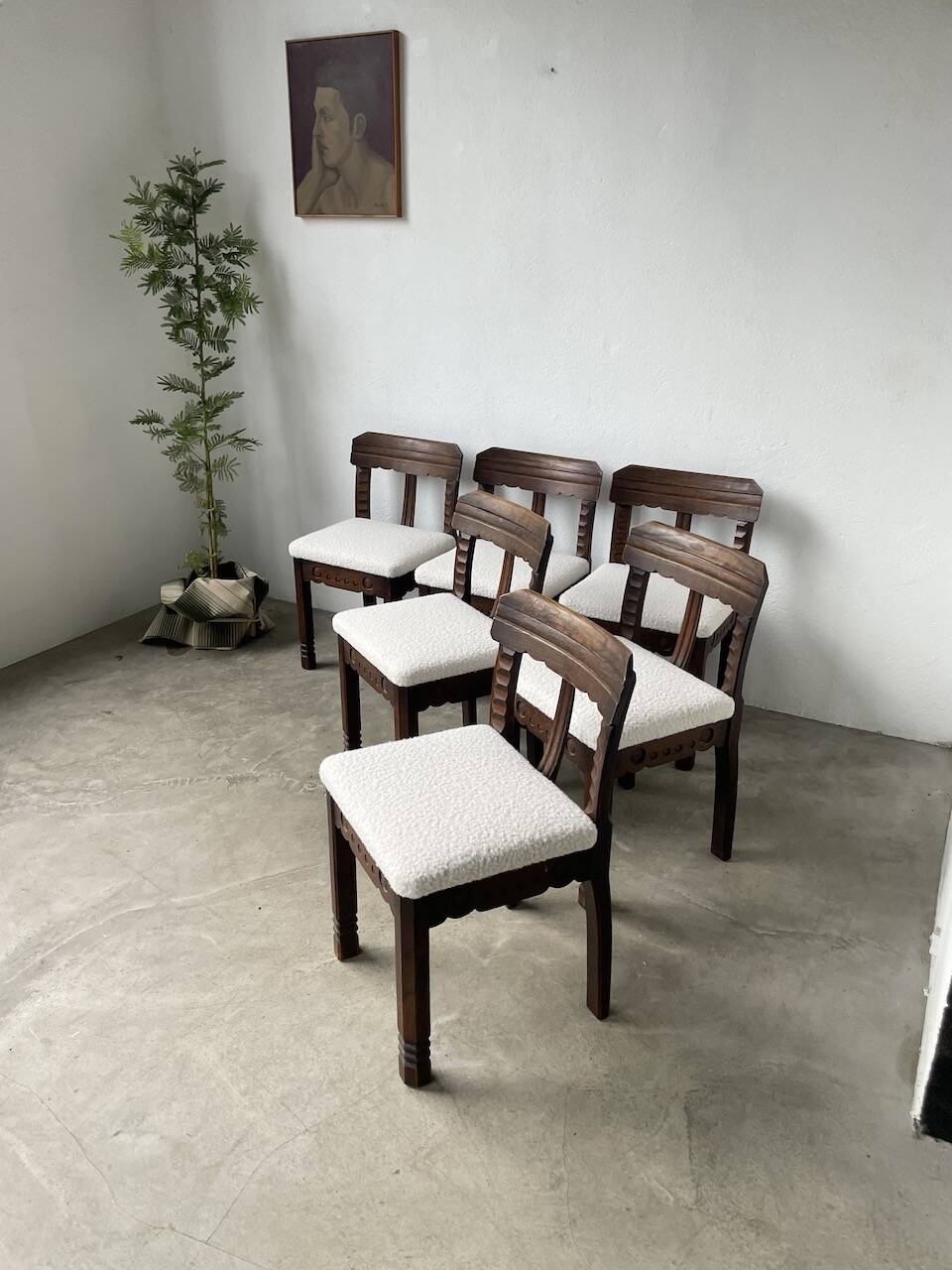 Set of 6 brutalist chairs from the 1940s