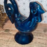 Coq pique fleurs zoomorphe bleu
