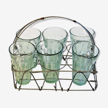 Together with 6 glasses wire basket