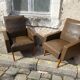 Vintage Scandinavian olive green armchairs
