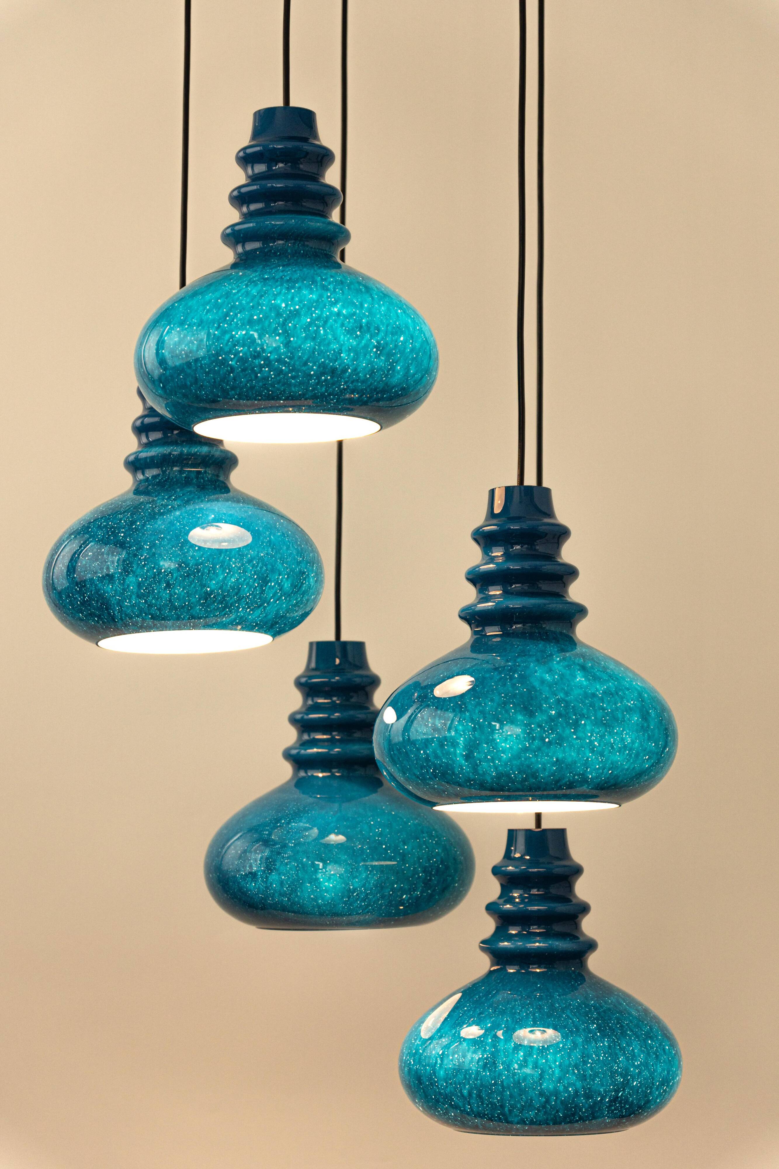 Large cascading glass chandelier design by Peill Putzler, Germany, 1970s.