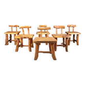 Set of 6 sculptural brutalist dining chairs, 1960s