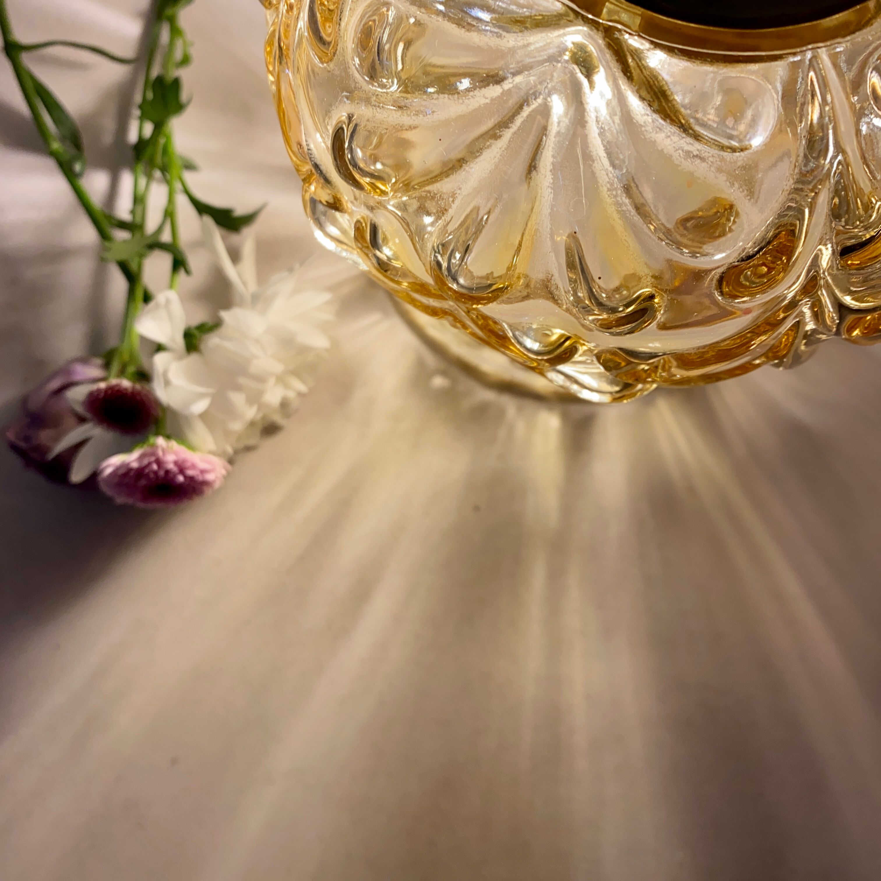 Vintage amber glass tulip walker