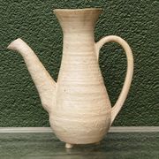 Vessel, jug, signed, 1950s, red terracotta, cream slip.