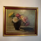 Antique painting, Still life with roses, signed Chaleyé