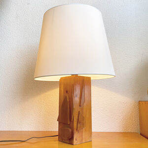 Lampe sculpture en bois 1970