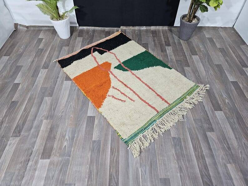 Tapis en laine coloré, tapis tribal 150/250cm