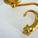 Pair of wall lamps with carp fish, brass and white opaline globe 1960