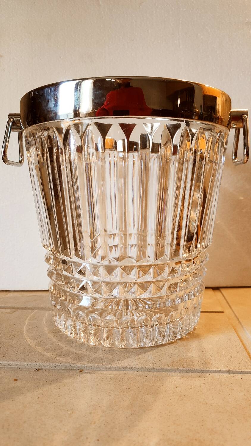 Seau à champagne en cristal et inox