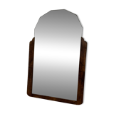 Large art deco beveled mirror in walnut