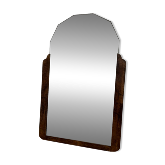 Grand miroir biseauté art déco en noyer