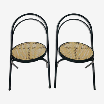 Pair chairs bistro folding canages