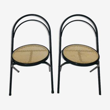 Paire chaises bistrot cannage pliantes