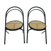 Pair chairs bistro folding canages