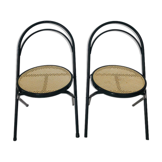 Pair chairs bistro folding canages