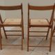 4 vintage varnished wooden folding chairs - Seats completely restored.