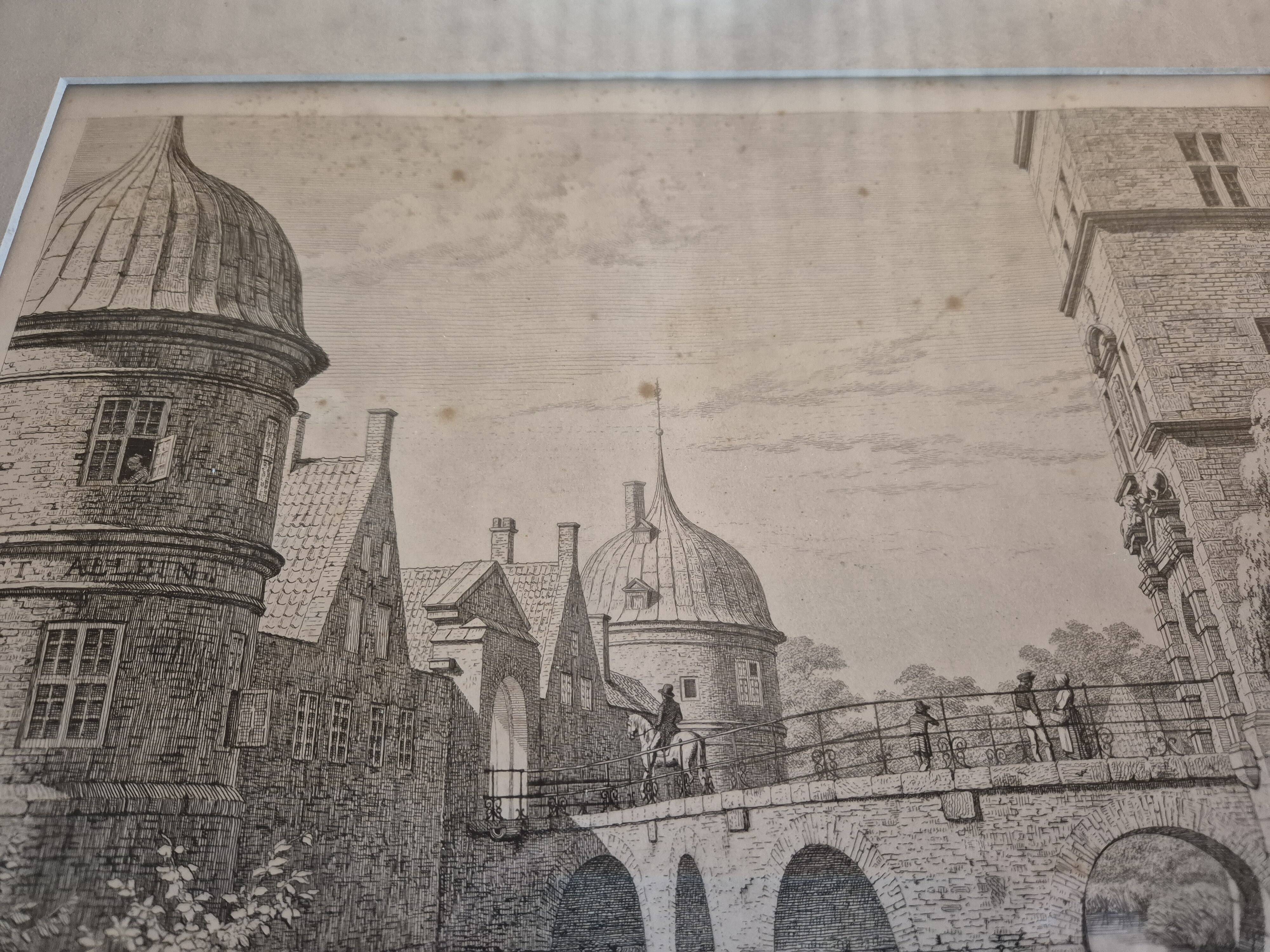 Etching The bridge of Frederiksborg Castle – The bridge at Frederiksborg Castle