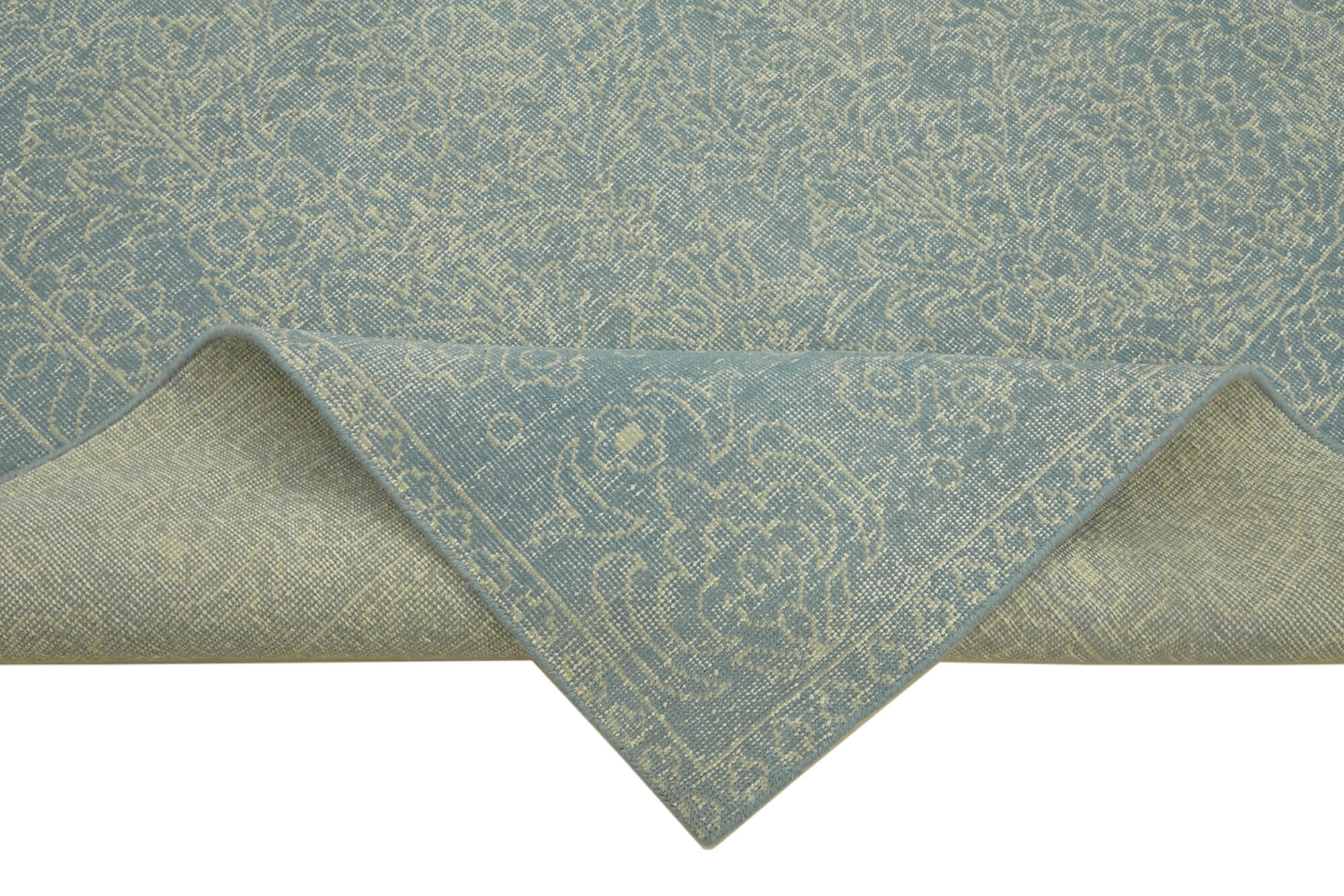 Hand-knotted persian antique 1970s 272 cm x 364 cm blue wool carpet