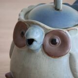 Japanese owl teapot in vintage stoneware