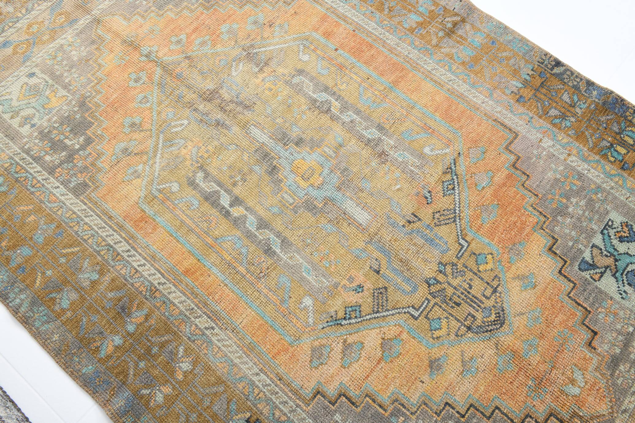 4x7 Turkish Muted Peach Retro Vintage Persian Rug, 133x213Cm