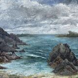 Oil on canvas representing a beachfront in the Côtes d'Armor, signed L HORNA