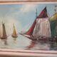 Tableau cadre huile sur toile Marine paysage bateau Méditerranée signé Urban