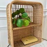 Rattan and light bamboo shelf 60s-70s