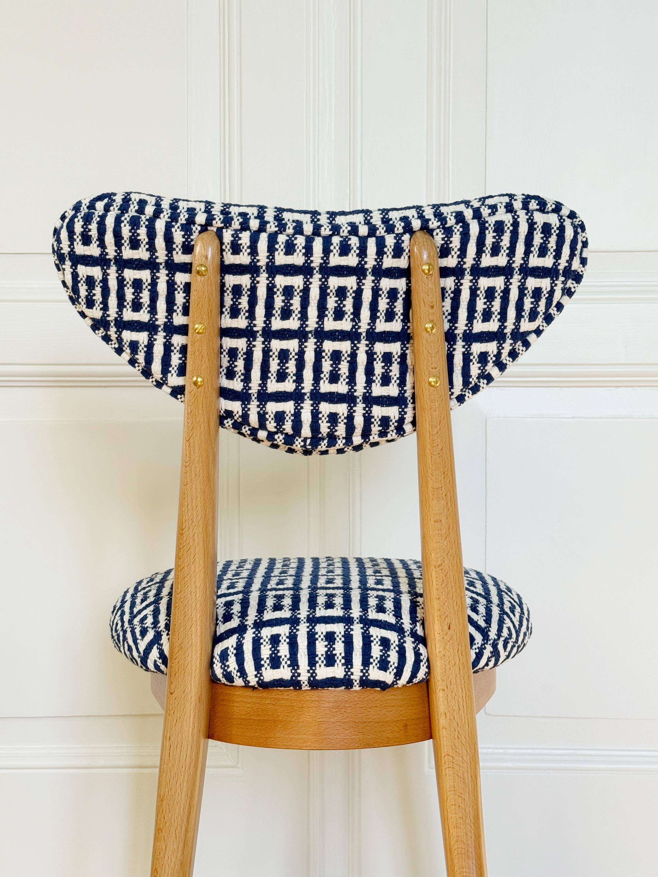 Heart-shaped chair mid-century in jacquard Hsh Home Sweet Home by Dedar, Europe, 1960s