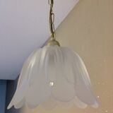 Pair of pendant lamps bell in frosted glass style art deco