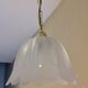 Pair of pendant lamps bell in frosted glass style art deco