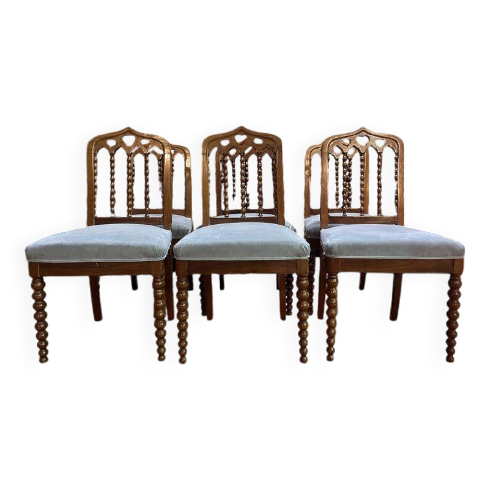 Set of 6 Restoration period "Chapelet" chairs