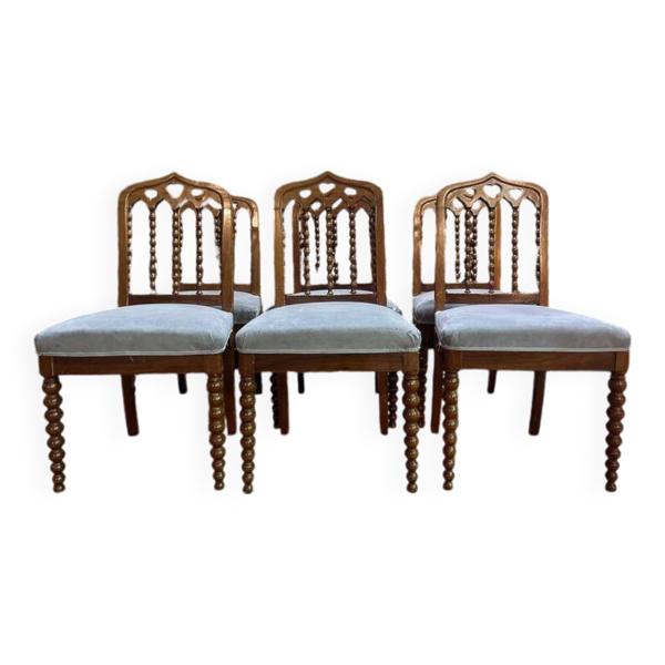 Suite de 6 chaises époque Restauration ''Chapelet