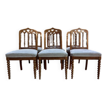 Set of 6 Restoration period "Chapelet" chairs