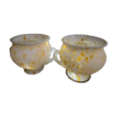 Sublime Pair of Speckled Murano Vases Rare Pieces 80s Vintage