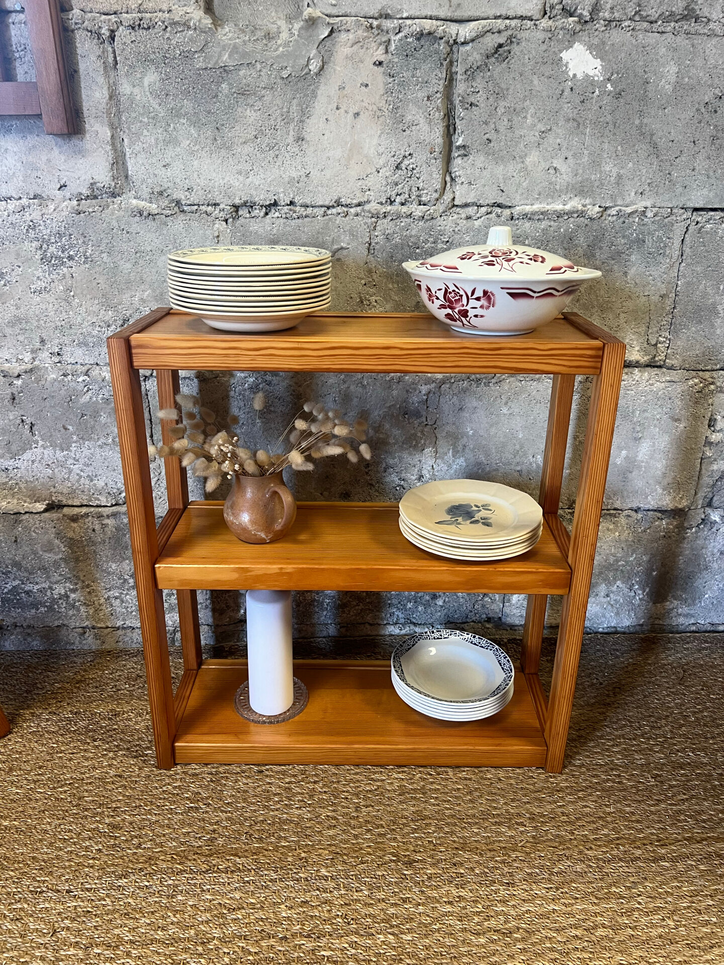 Vintage pine library shelves