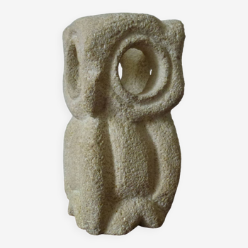 Lampe chouette-hibou en pierre, Albert Tormos années 1960