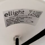 Drop-shaped hanging lamp in white opal glass, by danish El-Light, 1990s