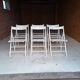 Set of 6 White Wooden Folding Chairs Vintage Scandinavian Style 1980s